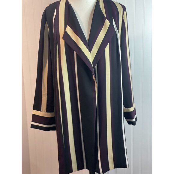 Chicos Womens Striped Open Front Blazer Jacket 2P Polyester - Picture 14 of 16